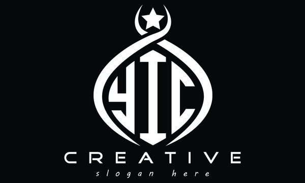 YIC three letters curved oval monogram initial minimalist modern creative logo design
