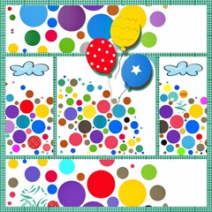 Poka Dots Illustration. Collage of multicolored polka dots and ballons in an illustration. Stock Image.
