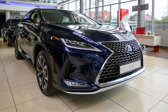 Chwaszczyno, Poland - May 14, 2022: New model of Toyota Lexus RX presented in the car showroom