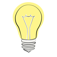 Light bulbs one line drawing on white isolated background