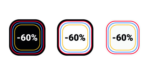 Modern vector discount 60% percent off and sale teg icon label  
