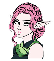 THE GIRL ELF FOREST SKETCH COLOR