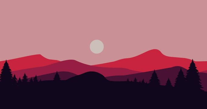 natural mountains parallax animation video vector illustration