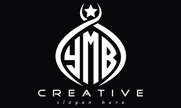 YMB three letters curved oval monogram initial minimalist modern creative logo design