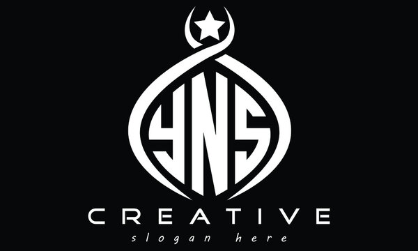 YNS three letters curved oval monogram initial minimalist modern creative logo design