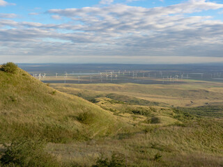 landscape with windmills.Wind turbine Located on a hill