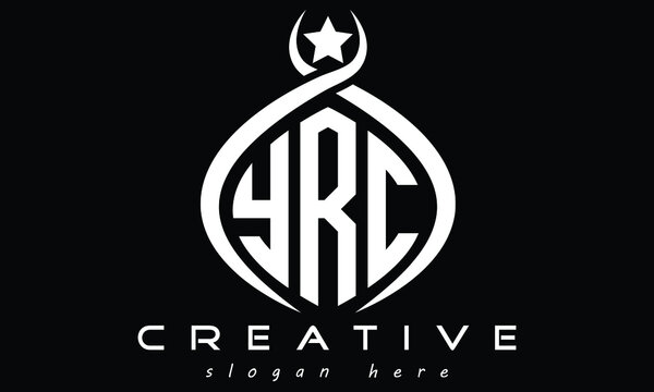YRC three letters curved oval monogram initial minimalist modern creative logo design