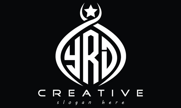 YRD three letters curved oval monogram initial minimalist modern creative logo design