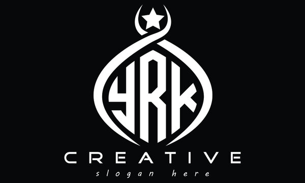 YRK three letters curved oval monogram initial minimalist modern creative logo design
