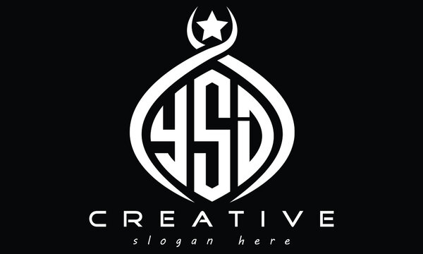 YSD three letters curved oval monogram initial minimalist modern creative logo design