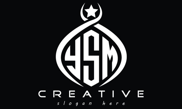 YSM three letters curved oval monogram initial minimalist modern creative logo design