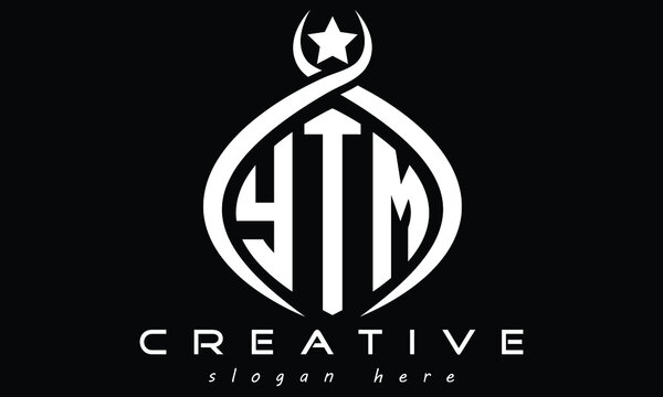 YTM three letters curved oval monogram initial minimalist modern creative logo design
