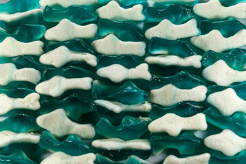 Green and White Gummy Fish