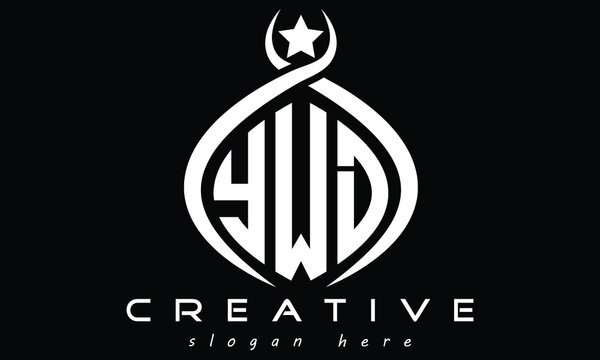YWD three letters curved oval monogram initial minimalist modern creative logo design