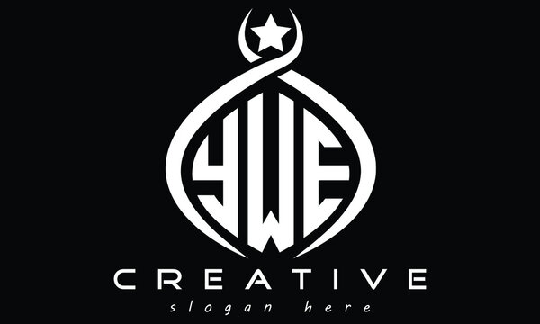 YWE three letters curved oval monogram initial minimalist modern creative logo design