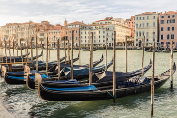 Fototapeta na wymiar Gondolas around Venice