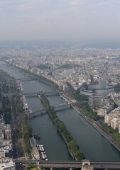 Obraz premium aerial view of the city Paris, The river Seine and Radio France 
