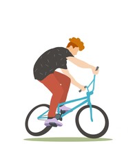 Young man riding a bike