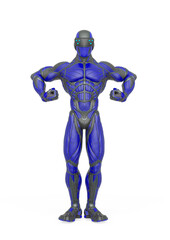 super hero is ready to attack in an exosuit