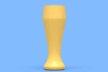 Frosty glass of fresh draft beer isolated on a blue monochrome background.