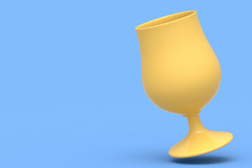 Frosty glass of fresh draft beer isolated on a blue monochrome background.