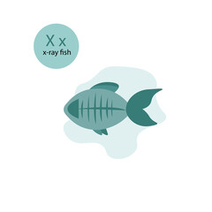 fish skeleton on white background.vector illustration