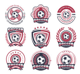 Collection of soccer logo set.Soccer attack concept