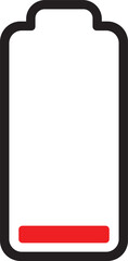 low battery vector flat icon, no charge, recharge point, rechargeable battery icon, outline 