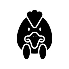 Chicken glyph icon. Animal head vector