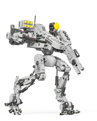 combat mech is walking