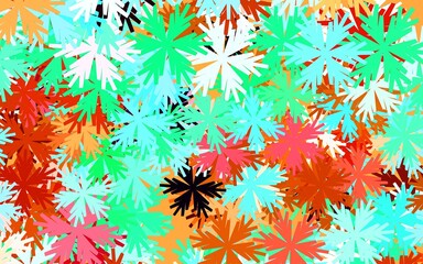 Light Green, Red vector abstract background with flowers.