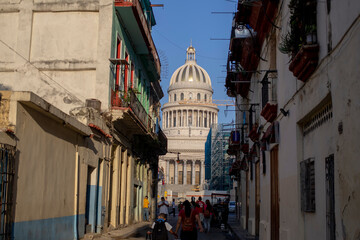 The Capitol building in Havana and its adjacent streets
