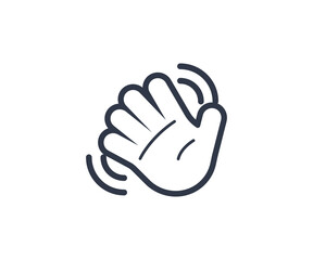 Fototapeta na wymiar Waving hand vector emoticon. Isolated hello, hi, bye hand gesture emoji illustration