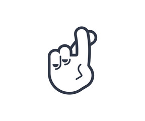 Crossed Fingers Gesture Emoticon. Vector Crossed Fingers Emoji