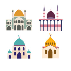 Set of mosque flat illustration