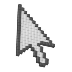 Arrows mouse click in pixel art 3d render 