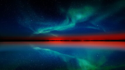 Aurora Borealis on starry sky northern nature nebula cosmic starry background