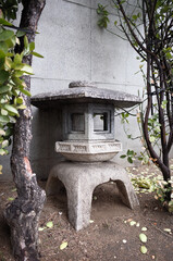 Korean traditional stone lantern in the park.
