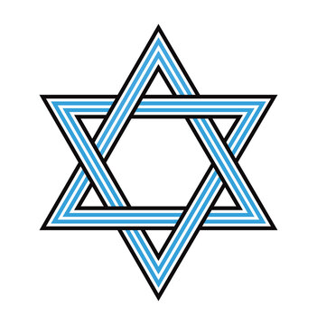 Star of David isolated on white. Line symbol. Vector illustration.