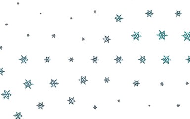 Light Blue, Green vector layout with bright snowflakes, stars.