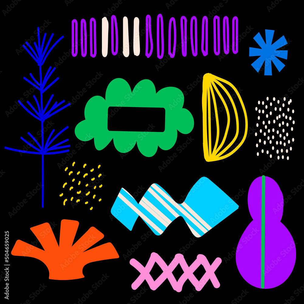 Aufkleber set of vector abstract trendy elements for pattern.
