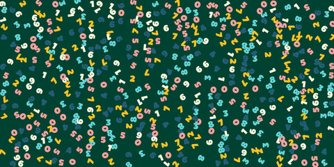 Falling pastel numbers. Math study concept with flying digits. Classy back to school mathematics banner on blackboard background. Falling numbers vector illustration.