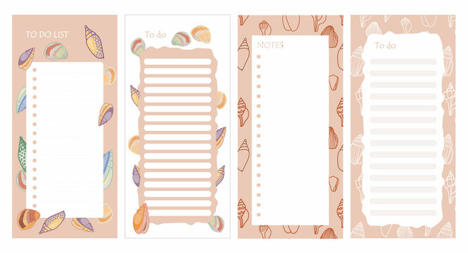 Cute marine life To do planner template. Daily sea life check list. Colorful cartoon vector illustration