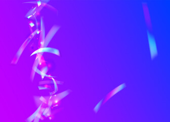 Rainbow Confetti. Kaleidoscope Background. Flying Art. Laser Realistic Illustration. Retro Flyer. Glamour Foil. Pink Shiny Tinsel. Birthday Sparkles. Blue Rainbow Confetti