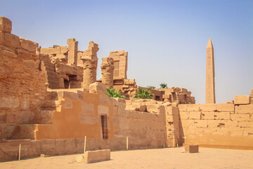 Ruins of the beautiful ancient temple in Luxor. Ruins of the central temple of Amun-Ra