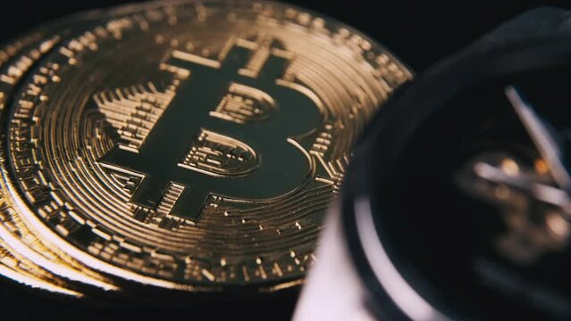 Bitcoin BTC with expensive watches. The concept of "time is money". A record high soared virtual currency. soared to an all-time high thanks to increased demand from institutional and retail investors