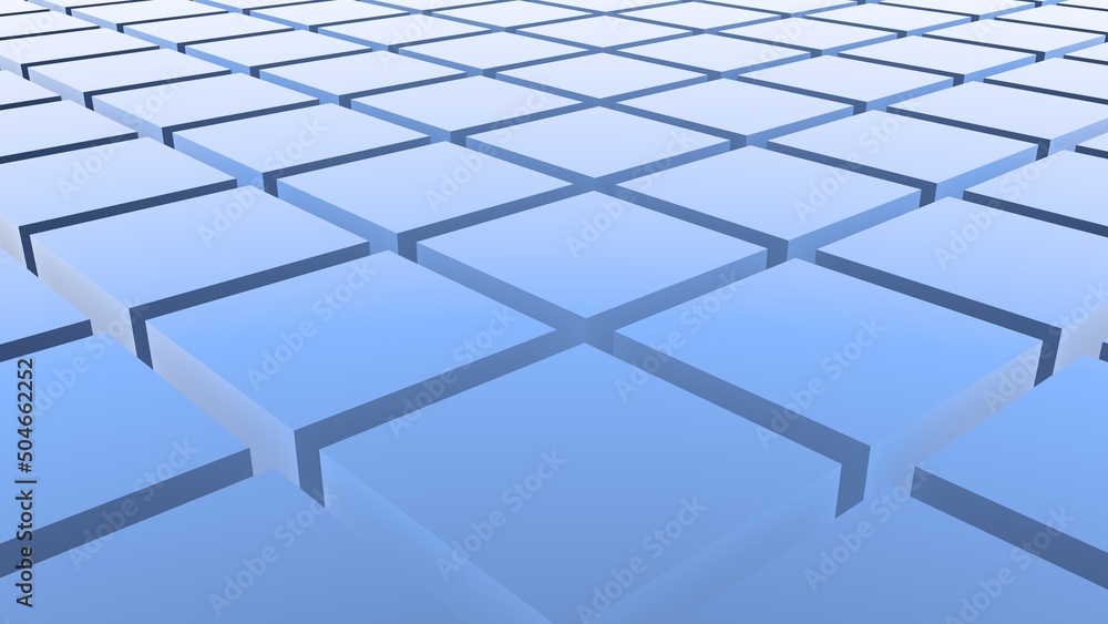 Poster blue cubic background and screensaver. 3d rendering.