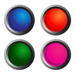 3D round button color set vector design