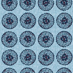 Indigo Blue Seashell nautical seamless pattern. Modern marine shell print in classic nantucket fabric textile hand drawn block print style. Summer 2 tone high contrast jpg tile swatch