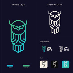 elegant outline owl logo concept
